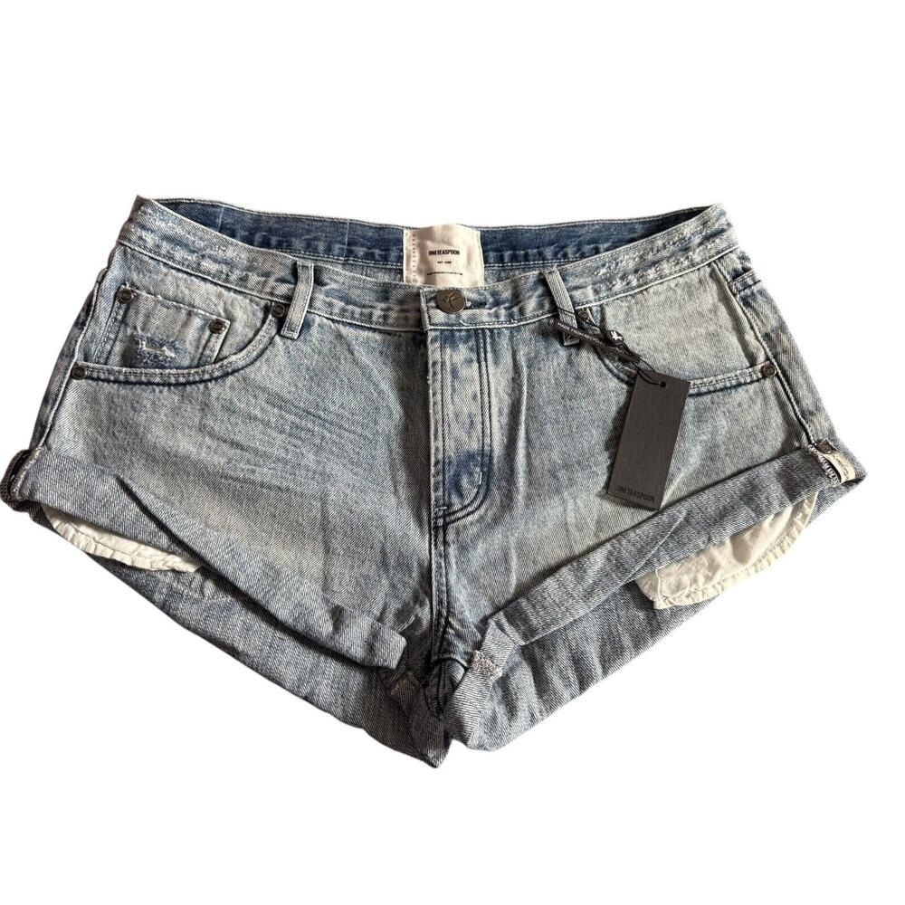 One Teaspoon Women's Salty Dog Blue Bandits Low Waist‎ Denim Shorts Size 32 NEW